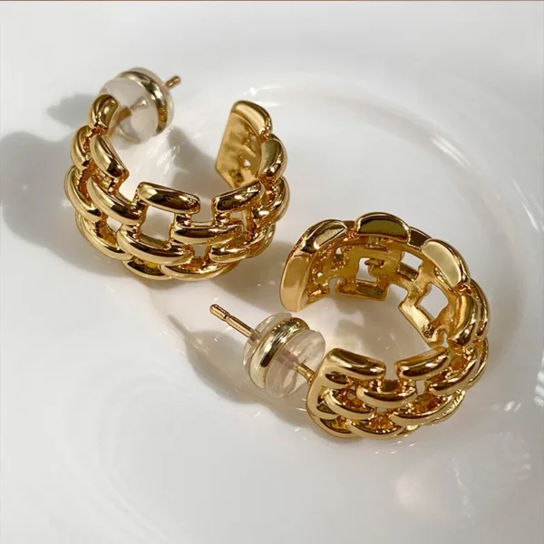 2022 New European and American Hemp Chain Woven Circle Earrings For Women Korean Fashion Jewelry Design Personalized Earrings