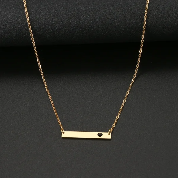 Stainless Steel Necklaces Fashion minimalism Horizontal Stick Heart Pendant Chain Necklace For Women Jewelry Party Friends Gifts