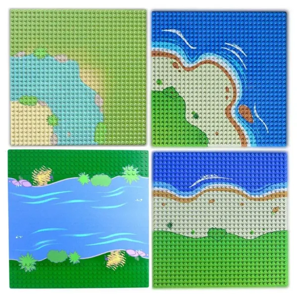 Baseplate City Street colorful River Sandy Beach Island Base Plate Seaside Building Blocks Compatible with small size Bricks