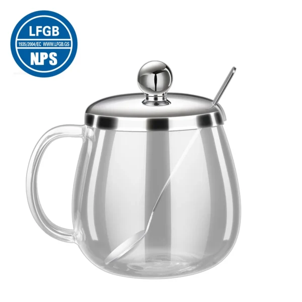 LFGB Certificated Ultra High Hardness High-borosilicate Glass Cup Office Water Bottle for Milk Tea Coffee Beverage Container