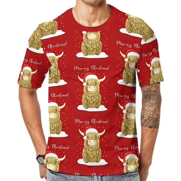 Plus Size T-Shirt Original Scottish Highland Cow T-Shirts Christmas Wee Hamish Streetwear O Neck Tee Shirt Couple Trending Tops
