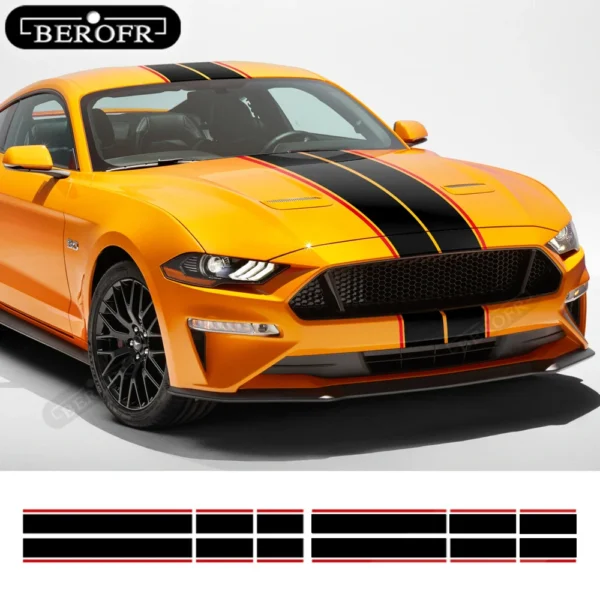 Double Racing Stripe Decal Universal 174"X17" Hood to Trunk Rally Sticker Cars, Trucks, SUVs For Ford Mustang Toyota BMW