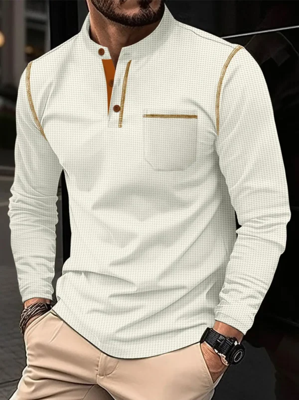 Spring And Fall Best-Selling Men's Henry Shirts, Fabrics - Waffle, T-Shirts Men, Street Men's Clothing, The Perfect Gift For Men