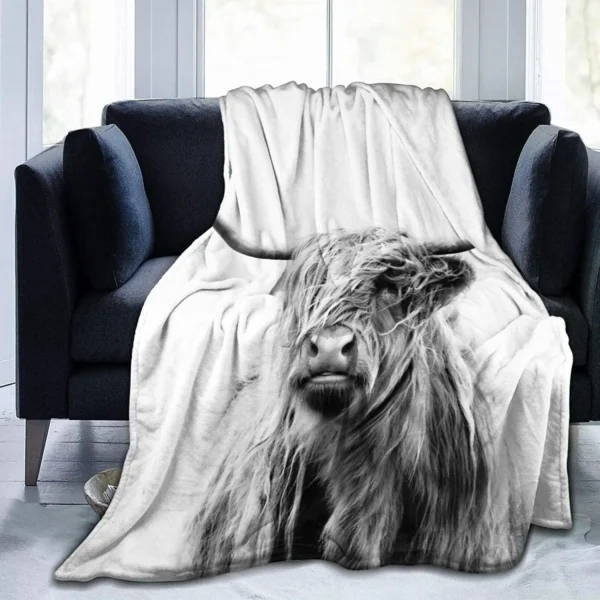 Highland Cow Blanket,Highlander Animal Scotland Scottish Horns Bull Cattle Warm Cozy Throw for All Seasons for Couch Bed Sofa