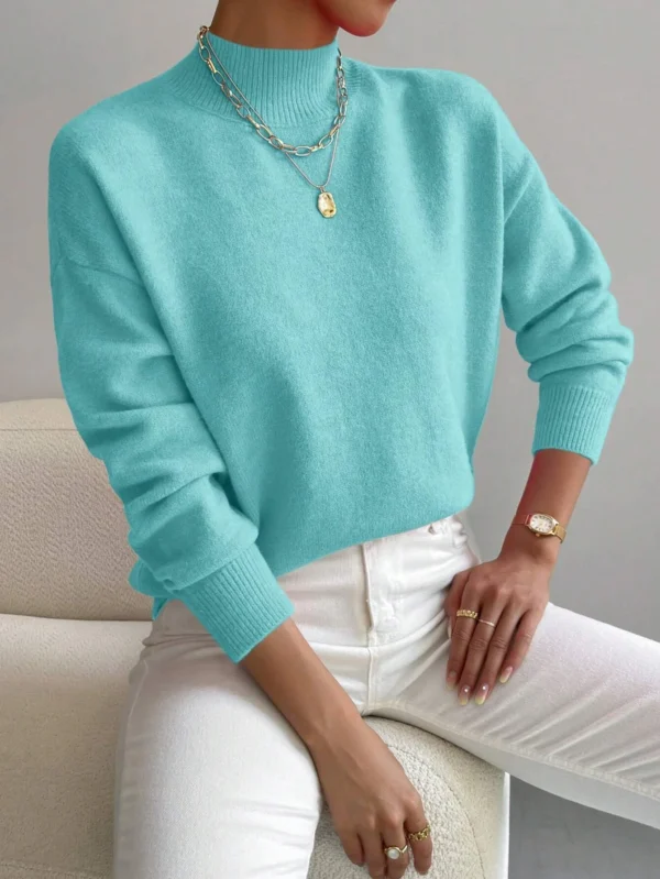 Autumn and winter casual solid color three-dimensional shoulder long sleeved sweater