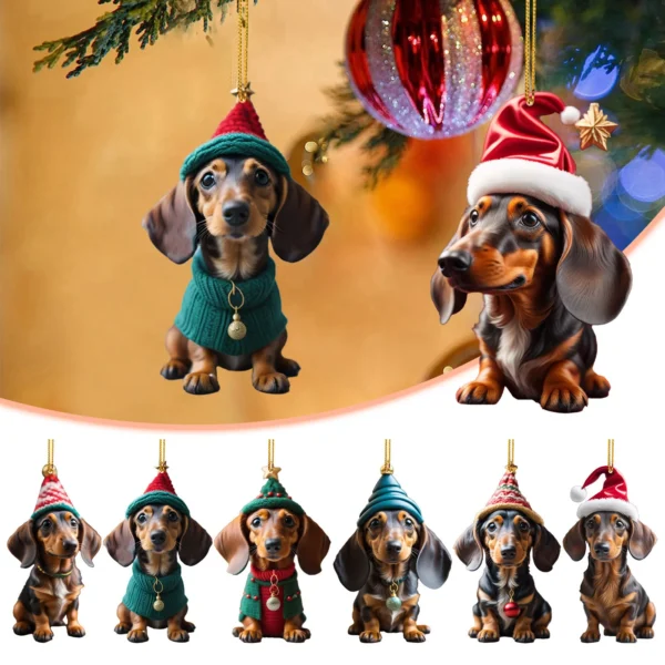Christmas Cute Dog Tree Pendant Home Car Hanging Home Tree Pendant Halloween Decor Window Car Ornament Backpack Ornament