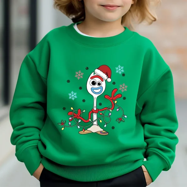 Autumn Winter Children's Christmas Snowman Sweatshirt Creative Anime Cartoon Boys Girls Hoodless Pullover Xmas Party Streetwear
