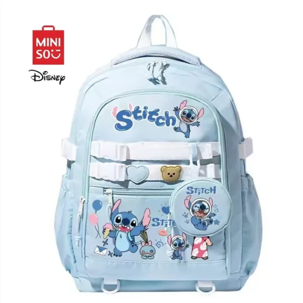 MINISO Disney Stitch Cartoon Kids Teenager School Bags Large Capacity Fashion Student Backpack Girl Travel Knapsack Mochila New