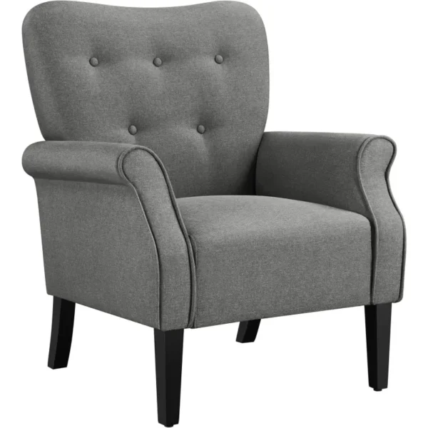 Modern Armchair, , Upholstered Fabric Sofa Club Chair for Living Room/Bedroom/Office, Dark Gray
