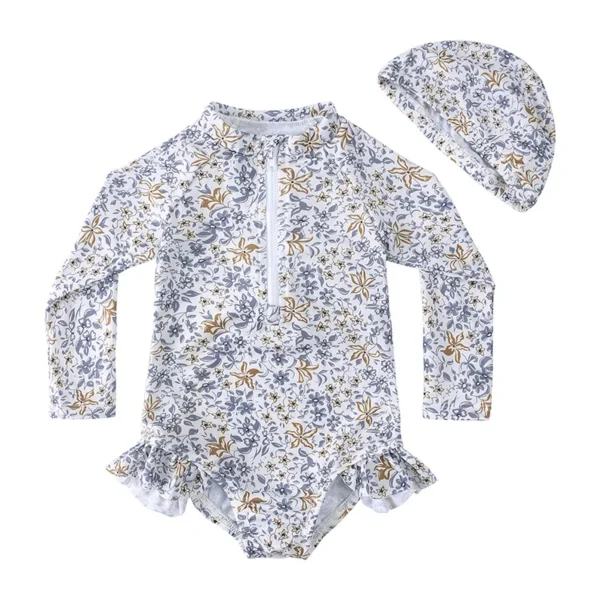 Toddler Infant Baby Girls Swimwear Floral Swimsuit Swimming Beach Bathing Bikini Cute Summer One-Piece Swimming Baby Overall