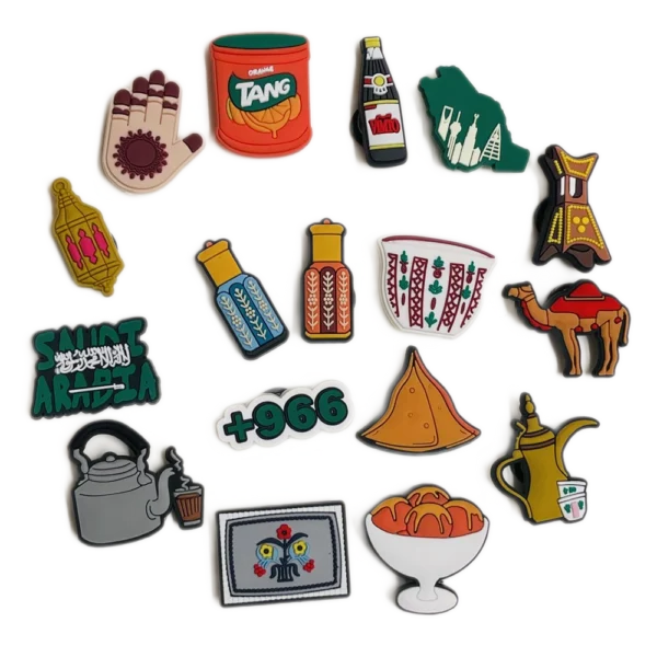 1-17PCS Saudi Arabia Style Orange Tang Camel Hand Shoe Charms Fit Wristbands Buckle Ornaments For Clogs Pins Kid Holiday Gift