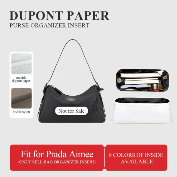 Dupont Paper Purse Organizer Insert Fit for Prada Aimee Handbag Inner Liner Storage Bag Lightweight Inside Organizer Bag In Bag