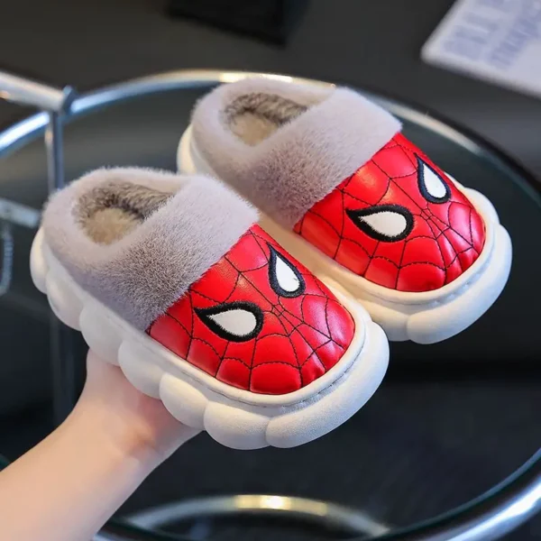 Disney Autumn Winter Children's Slippers Fleece Warm Lined Girls and Boys Home Shoes Fashion Spiderman Kids Warm Shoes New
