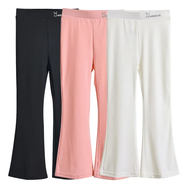 Summer Cool Kidswear Girls Micro Flared Leggings Ice Silk Fabric Comfortable Breathable Yoga Wear Pants Kids Casual Leggings
