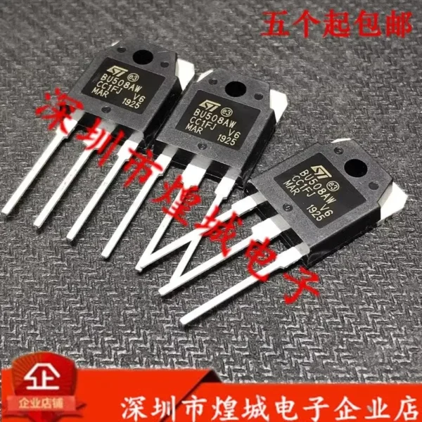 5PCS BU508AW TO-247 700V 8A Brand new in stock, can be purchased directly from Shenzhen Huangcheng Electronics