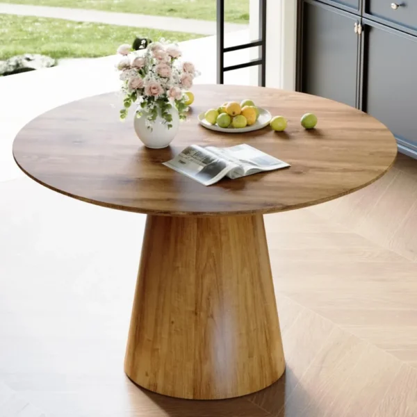 Round Wood Dining Table, Small Round Dining Room Table 45 Inch, Leisure Coffee Table, Saving Space (Wood, 45'' Round Table)