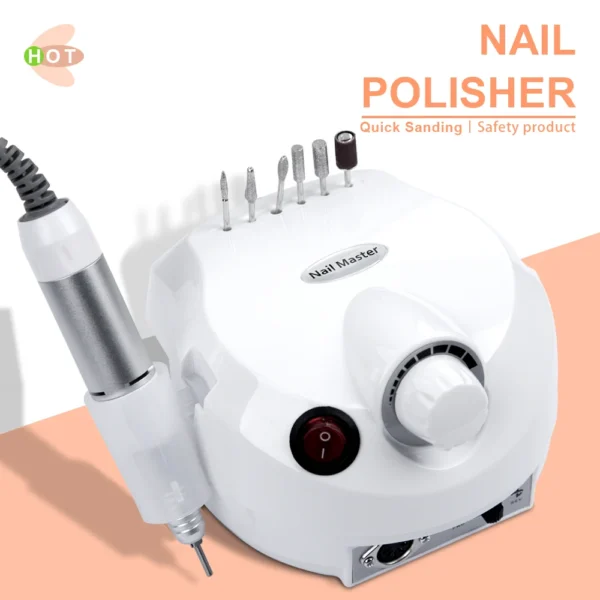 Profession nail sander with 6pcs drill bits sanding bands, 35000RPM nail polisher for nails gel nails, electric nail drill kit