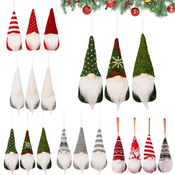 3/4pcs Christmas Tree Hanging Gnome Cute Plush Gonk Santa Doll Pendants Novelty Forest Man Doll Ornaments New Year Home Decor