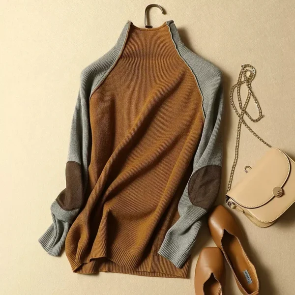 2024 New Sweater Women Half Turtleneck Thicken Pullover Knitted Sweaters Warm Knitwear Female Jumper Winter Casual Top