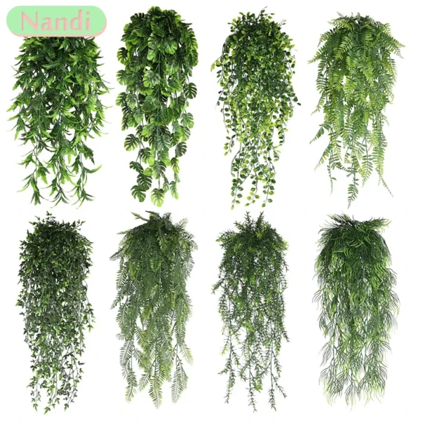 80CM Artificial Hanging Flower Plant False Rattan Willow Rattan Flower Artificial Hanging Plant for Home Garden Wall Decor