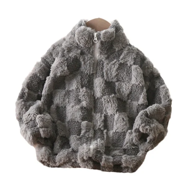 Thermal Fleece Jacket Boys Winter Warm Faux Fur Coat Girls Princess Outwear Fashion Plush Zipper Sweater Kids Clothes 2024 New