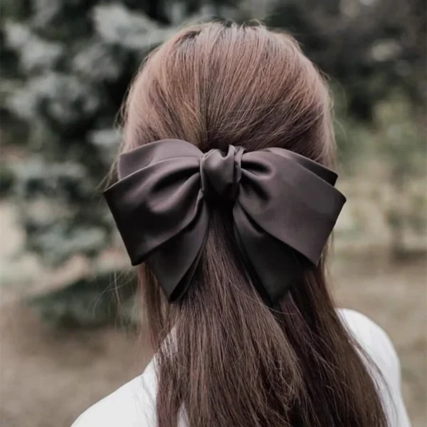 New Fashion Premium Black Satin Barrettes Bow Hair Clip Temperament Hair bow Ribbon Ponytail Clip For Women Top Hair accessories