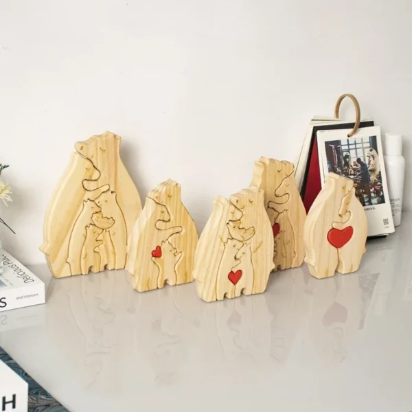 Art Wooden Bear Family Puzzle Personalized Home Decor Thanksgiving Christmas Heartwarming Gift for Baby Mom