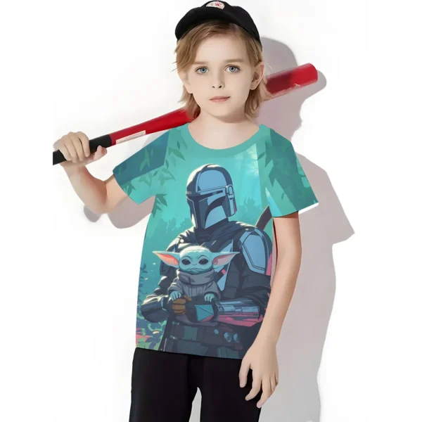 Mandalorians Yoda Print Baby Clothing 5 to 14 Years Male Outdoor Clothes for Children Boy Girl Child T-Shirt Top Shirts