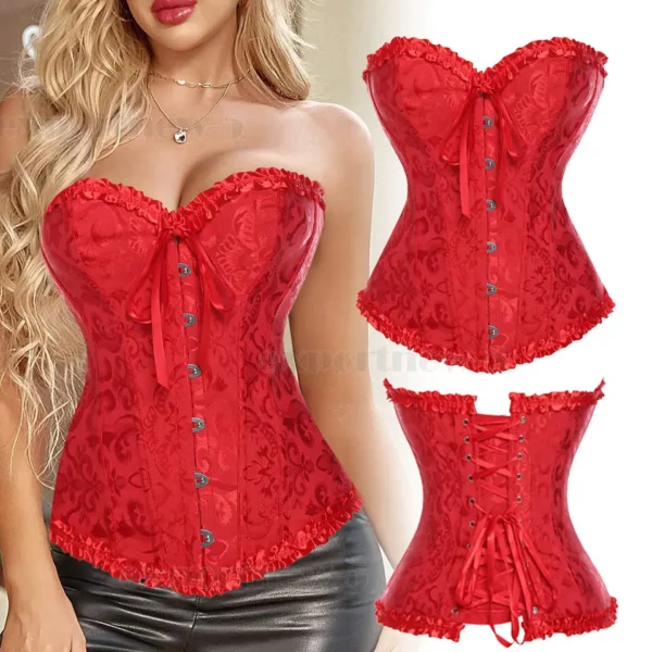 Sexy Corset for Women Lace Up Boned Overbust Bustier Lingerie Bodyshaper Top Christmas Female Halloween Party Costumes S-3XL