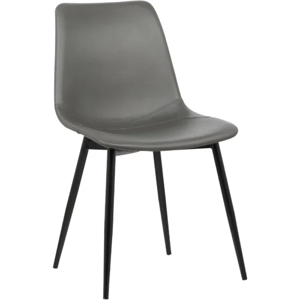Monte Mid Century Modern Dining Accent Chair for Table Kitchen Desk Vanity in Charcoal Gray Faux Leather with Black