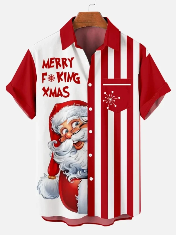 2024 casual lapel christmas shirt tops men clothing hawaiian shirt men christmas fashion men shirt 3d print short sleeve shirt