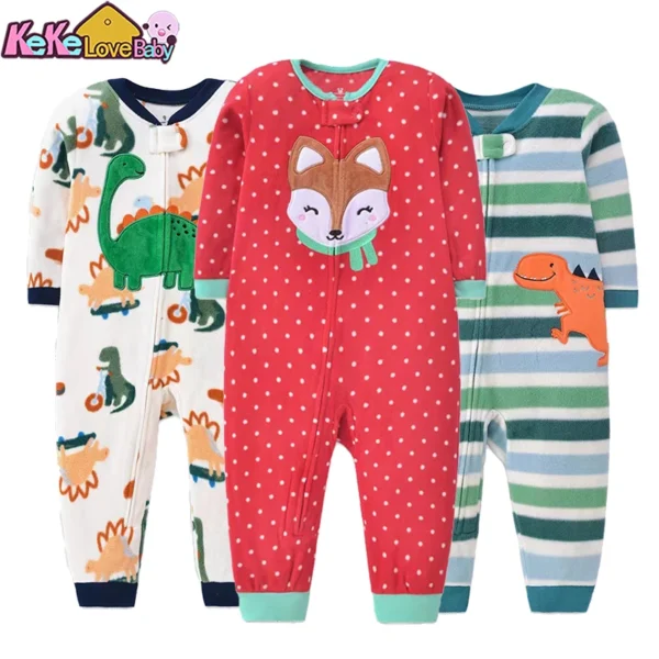Winter Baby Rompers Clothes Zipper Fleece Warm Kids Girl Pajamas Outfit Animal Cartoon Jumpsuit Boy Clothing 9 12 18 24 Months