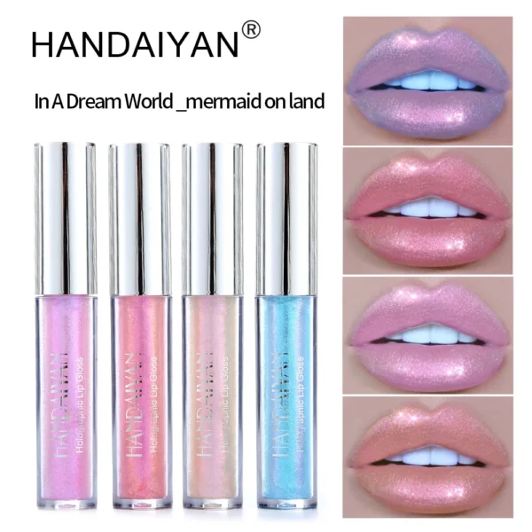 HANDAIYAN 6 Colors Shiny Liquid Lipstick Diamond Metal Lipgloss Waterproof Long-Wearing Makeup Glossy Lipstick Popular Cosmetics