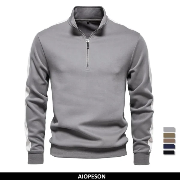 AIOPESON Mens Patchwork Quarter Zip Cotton-blend Sweatshirts Lightweight Casual Sport Pullover Sweatshirt for Men