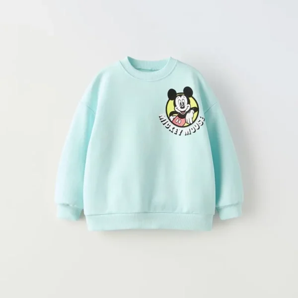 Blue Sweatshirt Miceky Mouse New Style Autumn Costume Cartoon Print Round Neck Hoodies Toddler Casual Loose Long Sleeve Tops