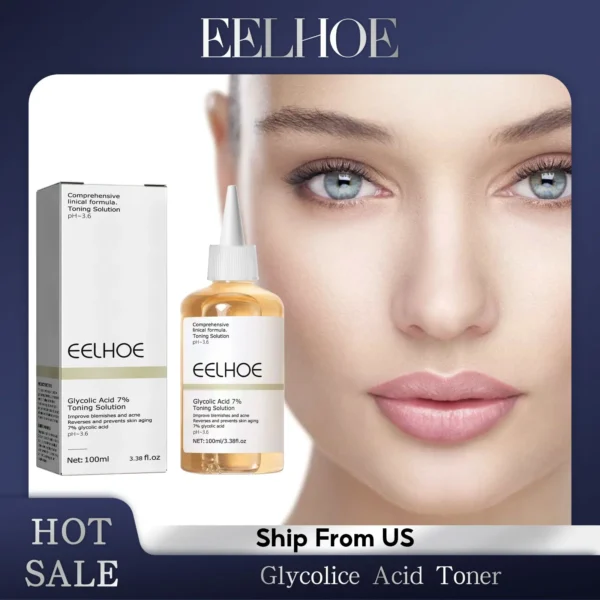 EELHOE Glycolice Acid Toner 7% Toning Solution Face Essence Anti Acne Spots Improve Blemish Moisturize Smoothing Skin Care Toner