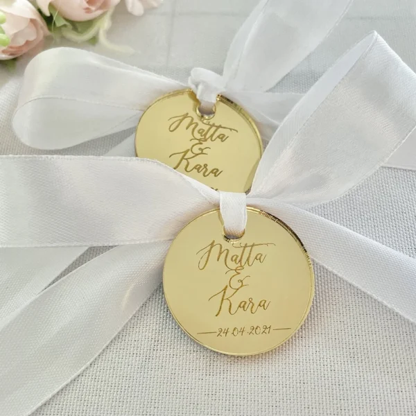 20/50/100Pcs Personalized Tag Engraved Mirror Acrylic Round Circle Wedding Party Name Baby Baptism Decoration Custom Gift