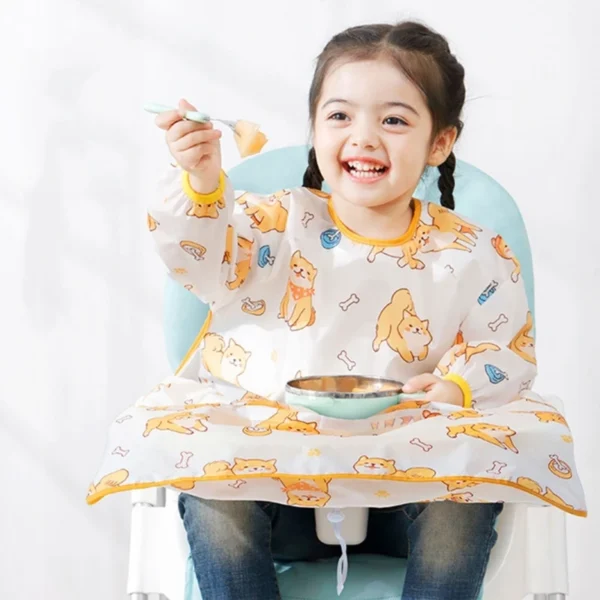 Upgrade Coverall Baby Feeding Bibs Weaning Bib Easy to Clean Baby Bibs for Eating Adjustable High Chair Catch All Gift