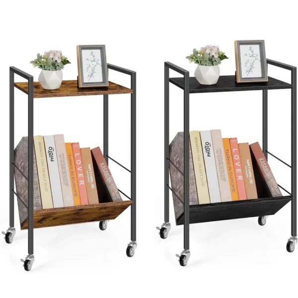 Tea table, side table, printer rack with wheels, bedside table, double-layer storage rack, small space bedside sofa table