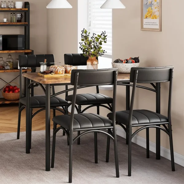Dining Table Set for 4 Kitchen Table and Chairs Rectangular Dining Room Table Set with 4 Upholstered Chairs 5 Piece Kitchen