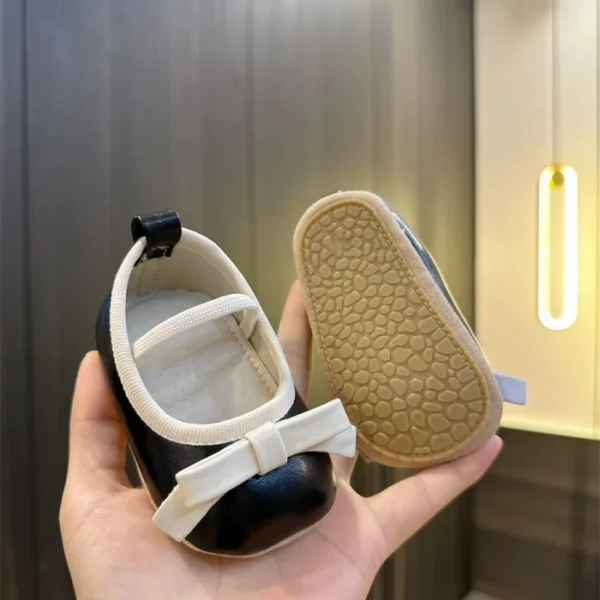 Baby Shoes Newborn Girls Princess PU Preschool Shoes Formal Shoes Bow Princess Wedding Party Anti slip First Step Shoes 0-18M