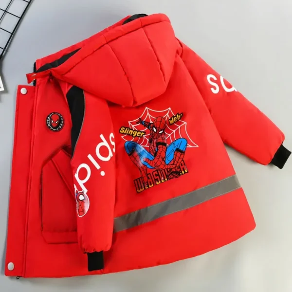 2024 Winter New Kids Clothes Boys Spiderman down Coat Fashion Warm Thicken Cotton Hooded Long Parka Jacket Children Outerwear