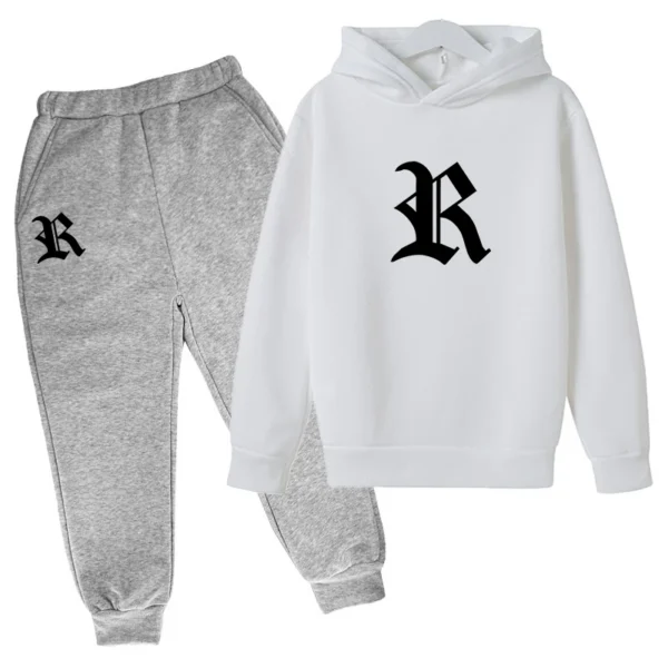 Goth Style R Letter Printing Clothes Child Boy Children's Set Boys Wear Summer Suit for Girl Clothes From 8 to 10 Years Tops