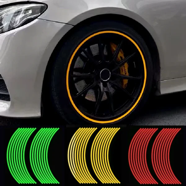 16Pcs Strips Brand New High Quality Waterproof Popular Motorcycle Car Rim Stripe Wheel Decal Tape Sticker Lots Reflective