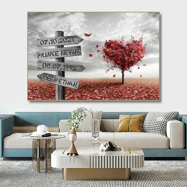 Customize Landscape Wall Art with Your Name Poster Print Canvas Painting Home Decoration Picture Personalized Anniversary Gifts