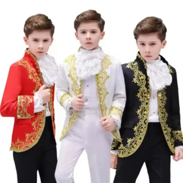 Kids Cosplay Medieval Prince Costume Child Boy King Performance Vampire Knight Tuxedo Suit Carnival Fancy Dress Up Birthday Gift