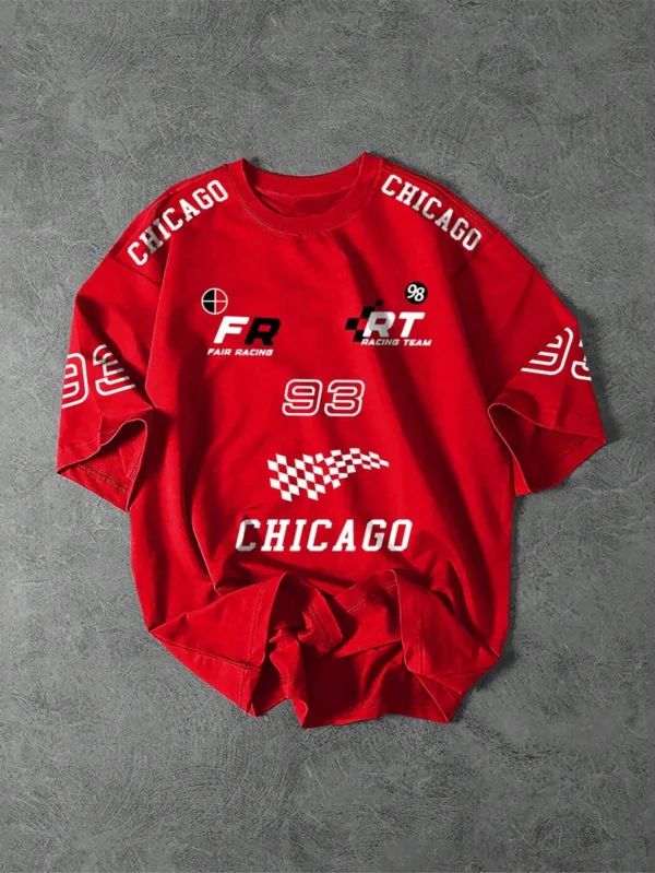 CHICAGO Letter Print Casual Graphic T-Shirt Short Sleeve Sports Women's T-shirt Unisex Casual Daily Wear Summer Men's T-shirt