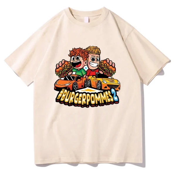 Burgerpommes 2 Tshirts Fashion Men/Women Aesthetic Tees Funny Trends Clothing Short Sleeve Cotton High Quality T-shirt Daily Top