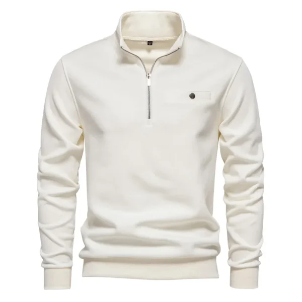 Autumn Mens Sweatshirt High-quality Fashion Versatile Sweater Pullovers Male Stand Neck Half Zip Long Sleeve Hoodie Men Clothing