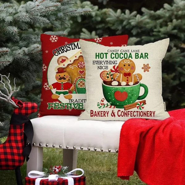 New Year Christmas Pillow Case Pillow Christmas Tree Santa Claus Snowflake Set Furniture Living Room Holiday Party Decoration
